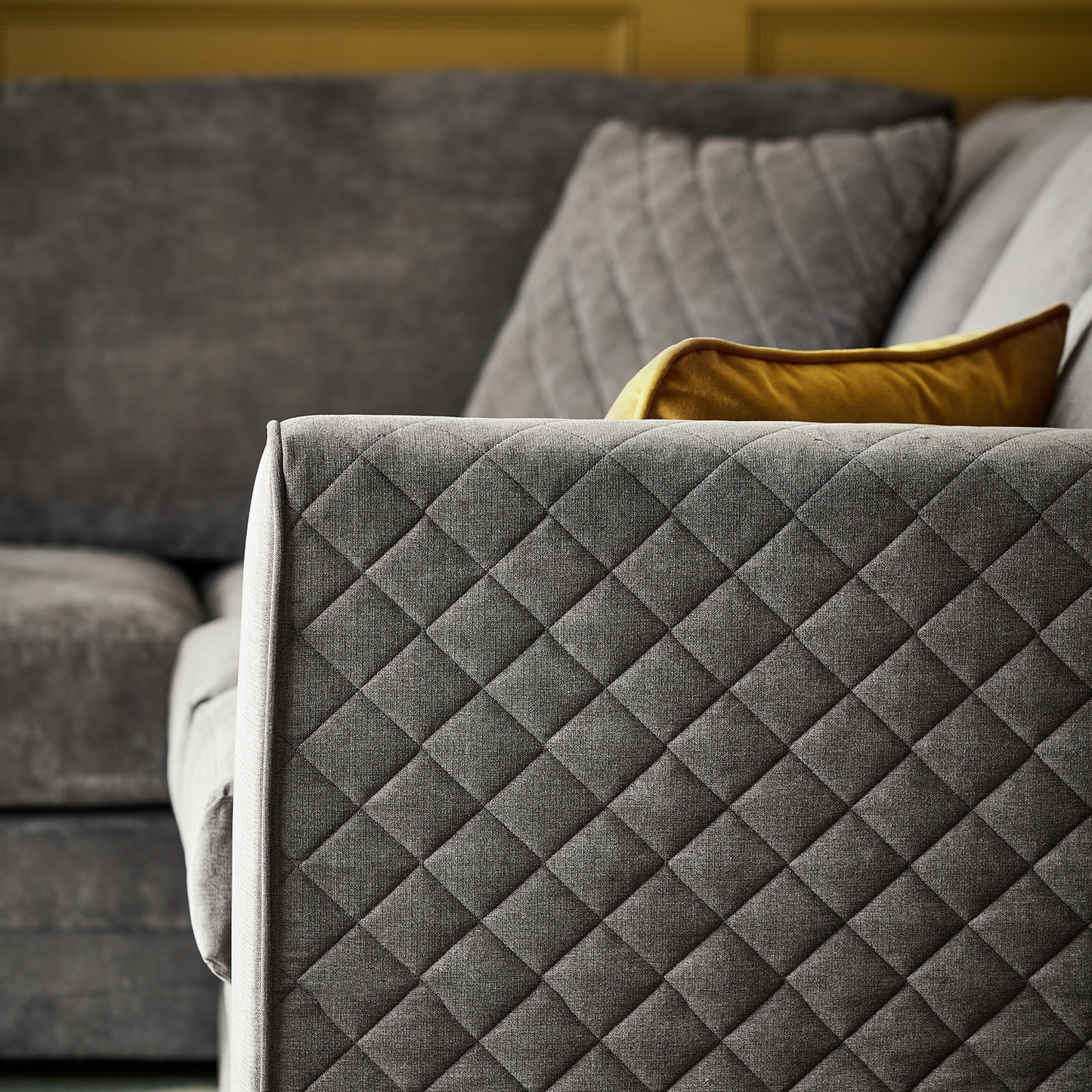 Quilted Chenille Full Back Corner Sofa