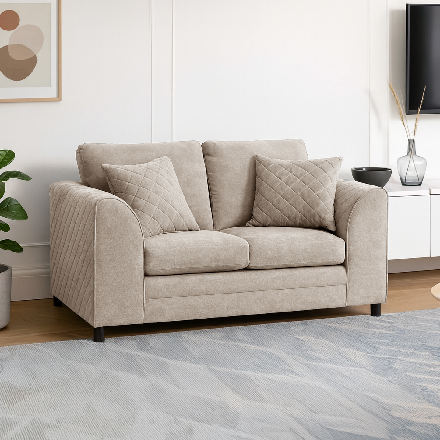 Quilted Full Fabric Chenille Sofa Suite