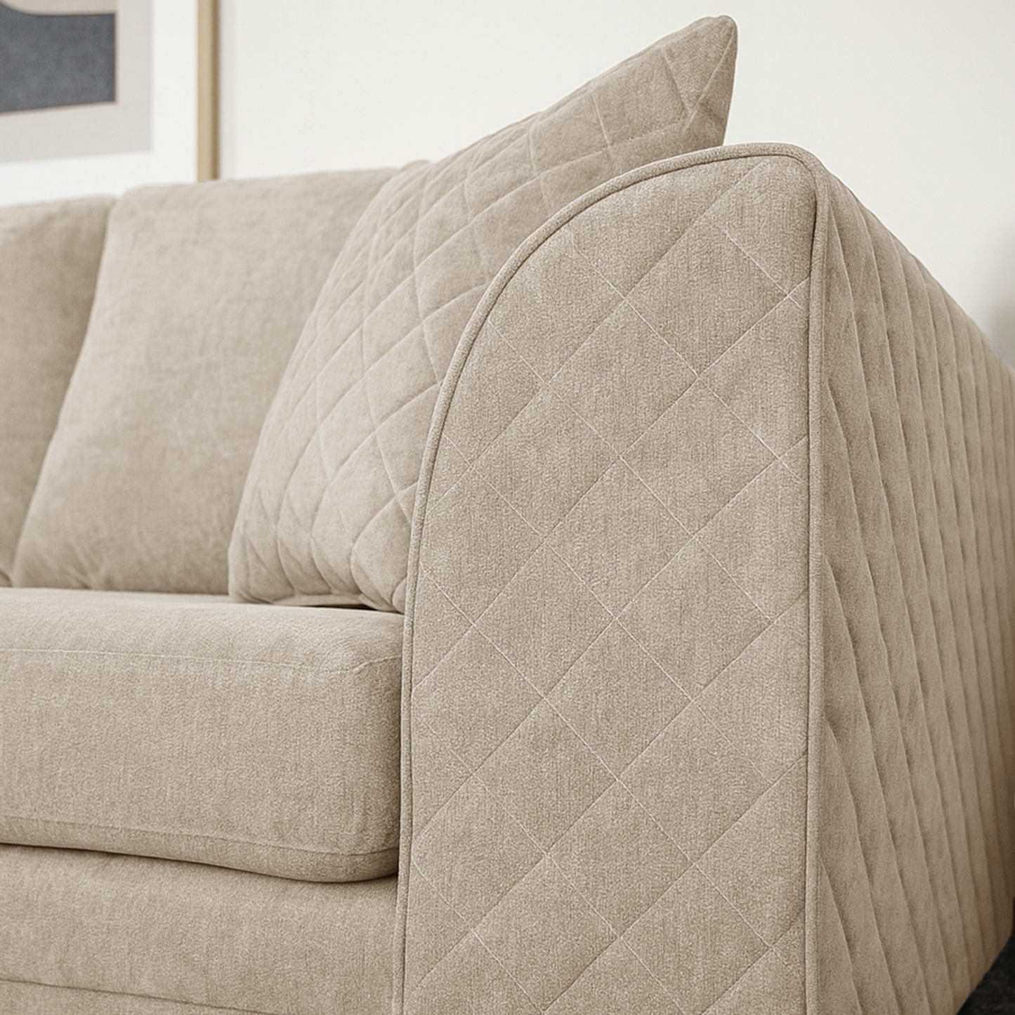 Quilted Full Fabric Chenille Sofa Suite