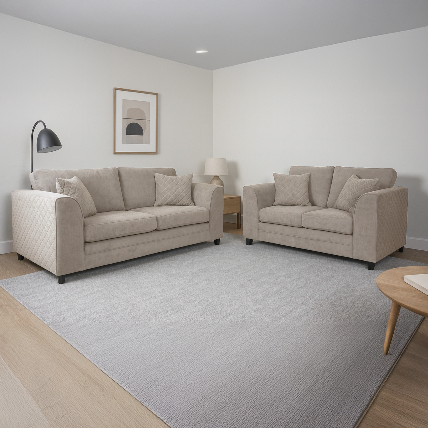 Quilted Full Fabric Chenille Sofa Suite