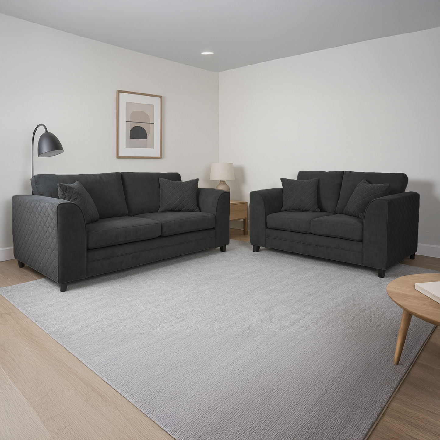 Quilted Full Fabric Chenille Sofa Suite