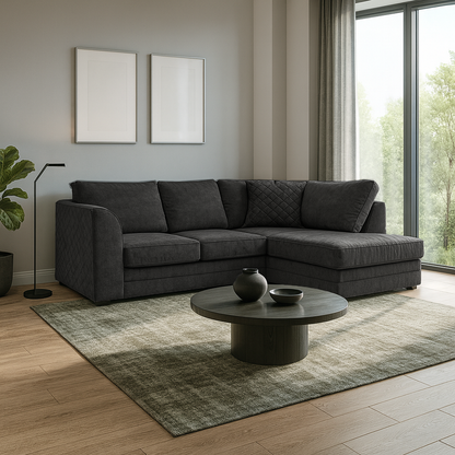 Quilted Chenille Full Back Corner Sofa