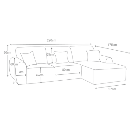 Vinci Soft Chunky Jumbo Cord 4 Seater Corner Sofa