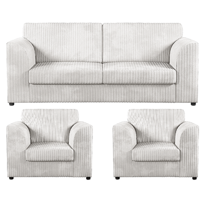 Luxor Full Jumbo Cord 3 Seater and 2 x Armchairs - Full Back