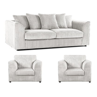 Luxor Full Jumbo Cord 3 Seater and 2 x Armchairs - Scatter Back