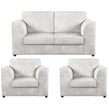 Luxor Jumbo Cord 2 Seater and 2 x Armchairs - Full Back