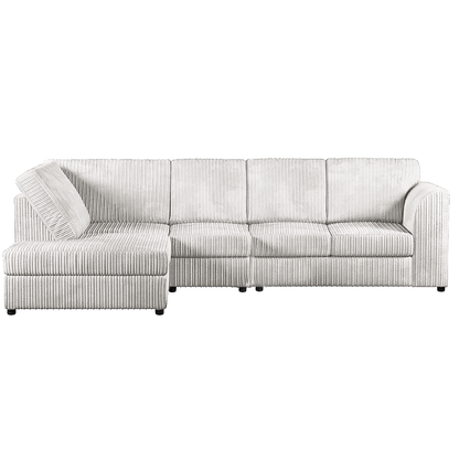 Luxor Full Cord Fabric 5 Seater Corner Sofa Full Back