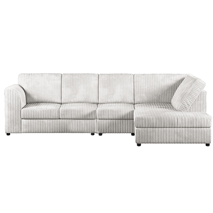 Luxor Full Cord Fabric 5 Seater Corner Sofa Full Back