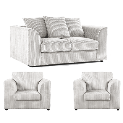 Luxor Jumbo Cord 2 Seater and 2 x Armchairs - Scatter Back
