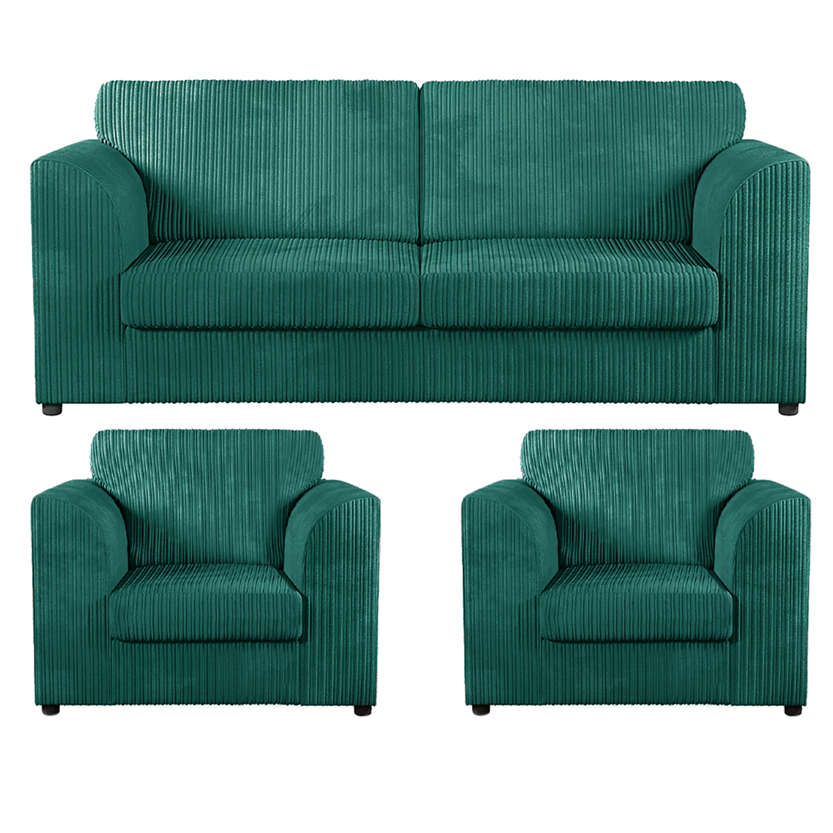 Luxor Full Jumbo Cord 3 Seater and 2 x Armchairs - Full Back