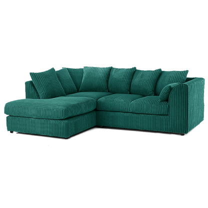 Luxor Cord Fabric 4 Seater Corner Sofa Scatter Back