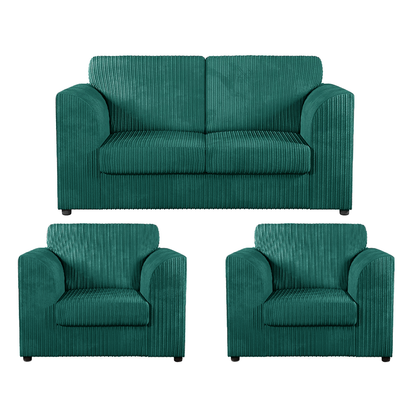 Luxor Jumbo Cord 2 Seater and 2 x Armchairs - Full Back