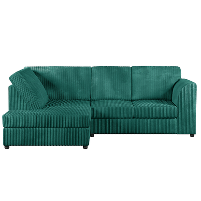 Luxor Cord Fabric 4 Seater Corner Sofa Full Back