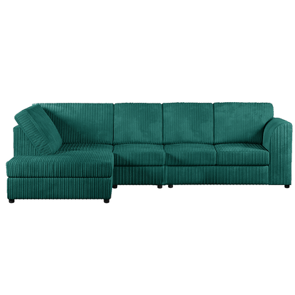 Luxor Full Cord Fabric 5 Seater Corner Sofa Full Back