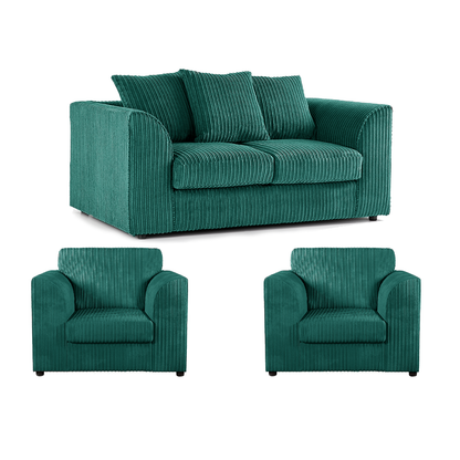 Luxor Jumbo Cord 2 Seater and 2 x Armchairs - Scatter Back