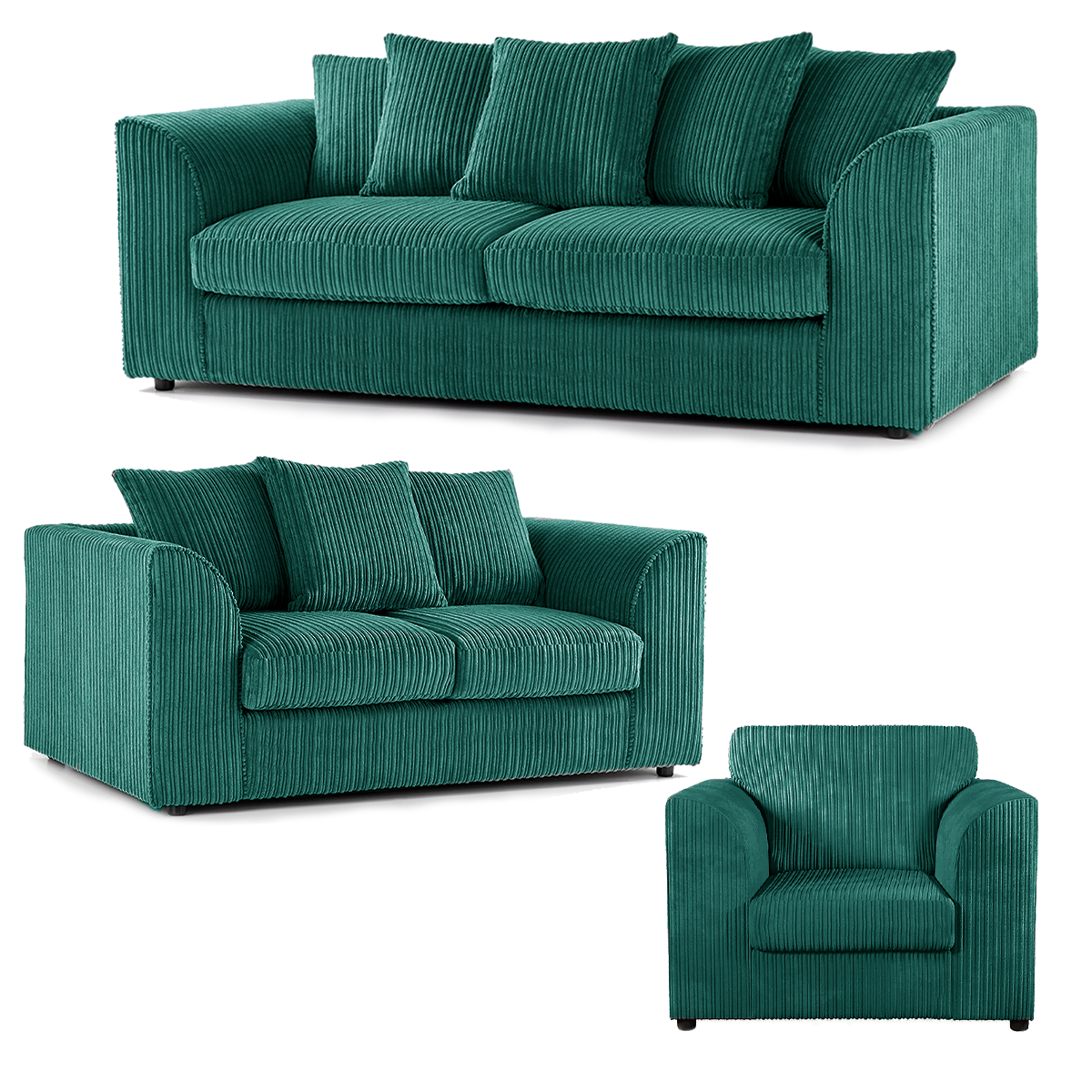 Luxor Full Jumbo Cord 3 Piece Suite - Scatter Back