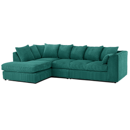 Luxor Full Cord Fabric 5 Seater Corner Sofa Scatter Back