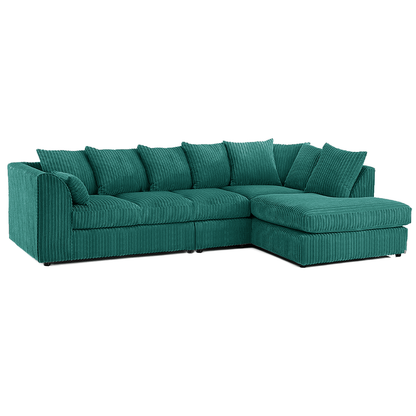 Luxor Full Cord Fabric 5 Seater Corner Sofa Scatter Back