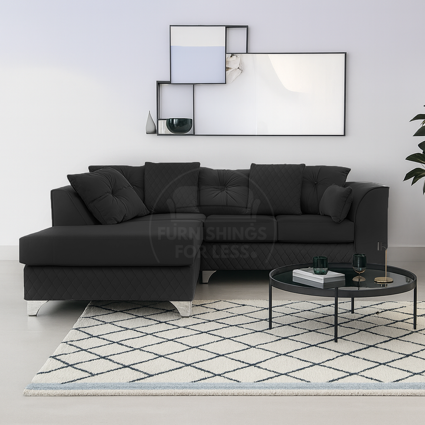 Victoria Modern Plush Velvet 4 Seater Corner Sofa