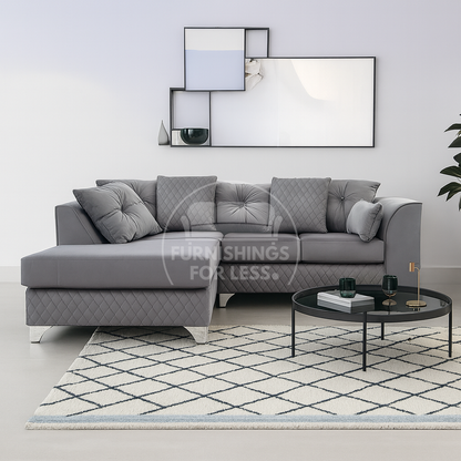 Victoria Modern Plush Velvet 4 Seater Corner Sofa