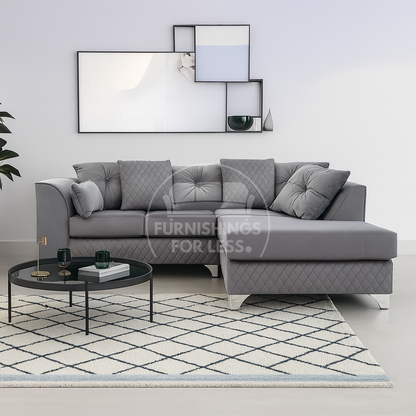 Victoria Modern Plush Velvet 4 Seater Corner Sofa