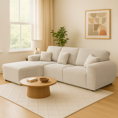 Vinci Soft Chunky Jumbo Cord 4 Seater Corner Sofa