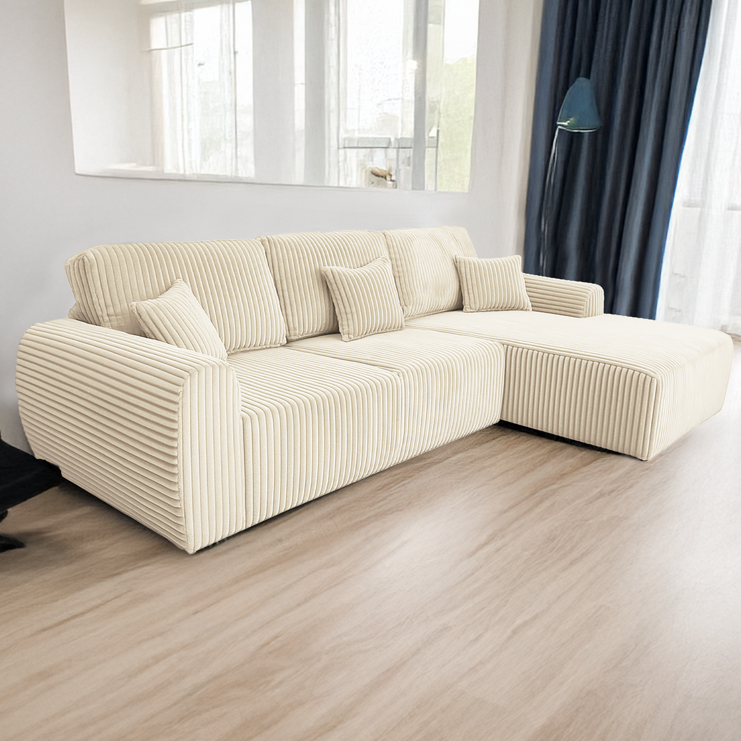 Vinci Soft Chunky Jumbo Cord 4 Seater Corner Sofa