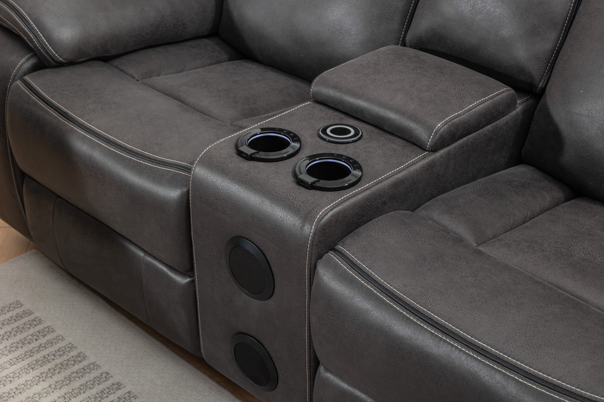 Tokyo Electric Bluetooth Reclining Leather Like 2 Seater Sofa - 4