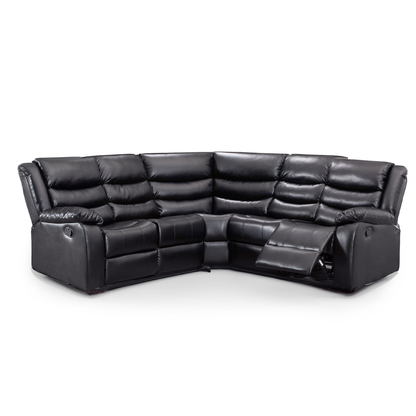 Leather 5 Seater Reclining Corner Sofa + Drinks Tray
