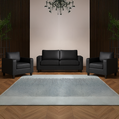 York Black Faux Leather 3+1+1 Sofa Set