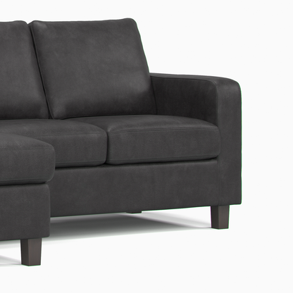York Black Faux Leather 3 Seater Reversible Corner Sofa