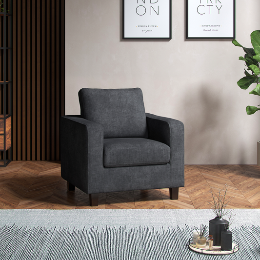 York Grey Turin Fabric Single Armchair