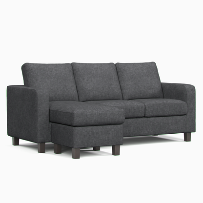 York Grey Turin Fabric 3 Seater Reversible Corner Sofa