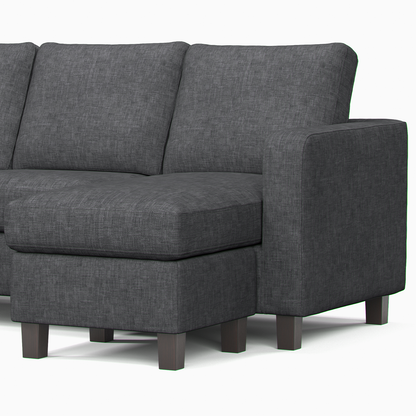 York Grey Turin Fabric 3 Seater Reversible Corner Sofa