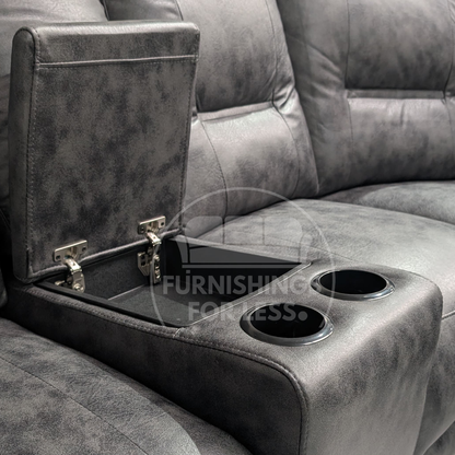 Zara Electric L Shaped 5 Seater Grey Reclining Corner Sofa