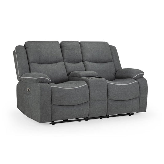 Harlow Graphite Grey Fabric Electric Reclining 2 Seater Sofa