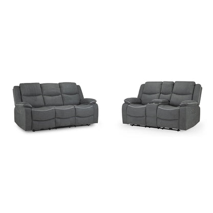 Harlow Graphite Grey Fabric 3 + 2 Electric Reclining Sofa Suite