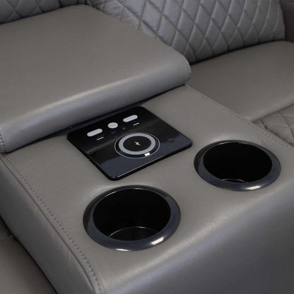Felix Black or Grey Leather Electric Reclining Sofa Suite USB Cup Holder