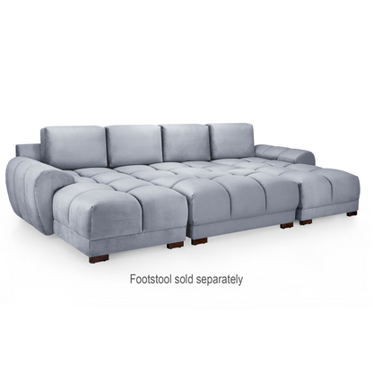 Zura Plush Velvet Large U Shaped 4 - 5 Seater Sofa  | Cream, Grey or Mocha