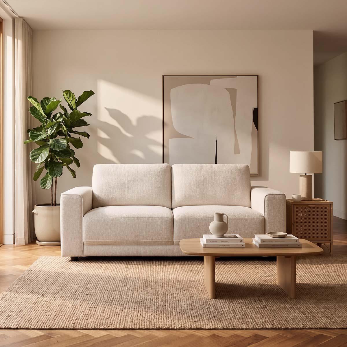 Melrose 2 Seater Woven Fabric Sofa with Removable Back Cushions