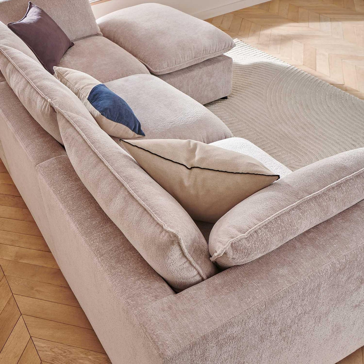 Symphony Chenillle Fabric Modular Chaise L shaped Corner Sofa