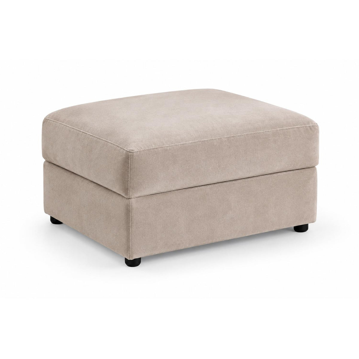Mercer Plush Velvet Footstool Grey or Beige Padded Footrest