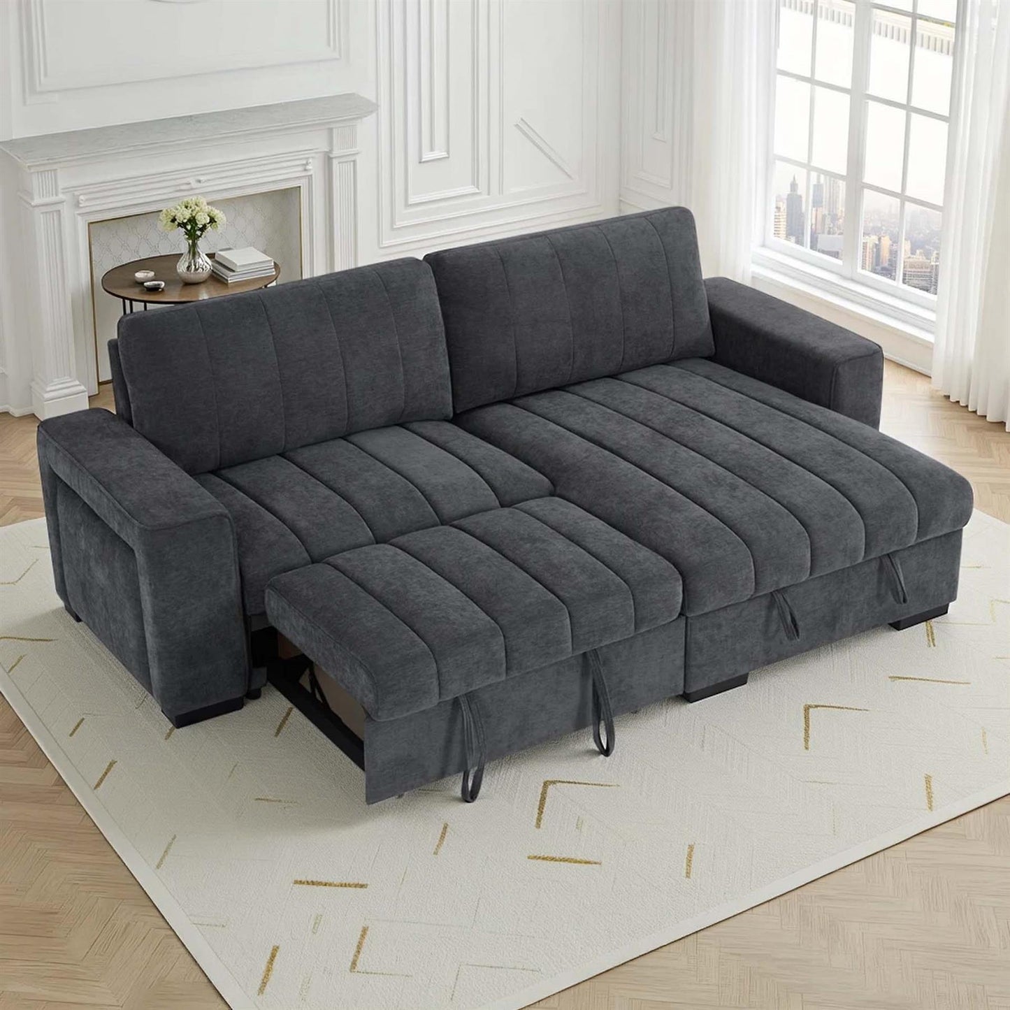 Frankie Universal Corner Sofa Bed with Storage USB & Cupholder