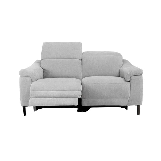 Oscar Ivory Fabric 2 Seater Electric Reclining Sofa USB Power Headrest