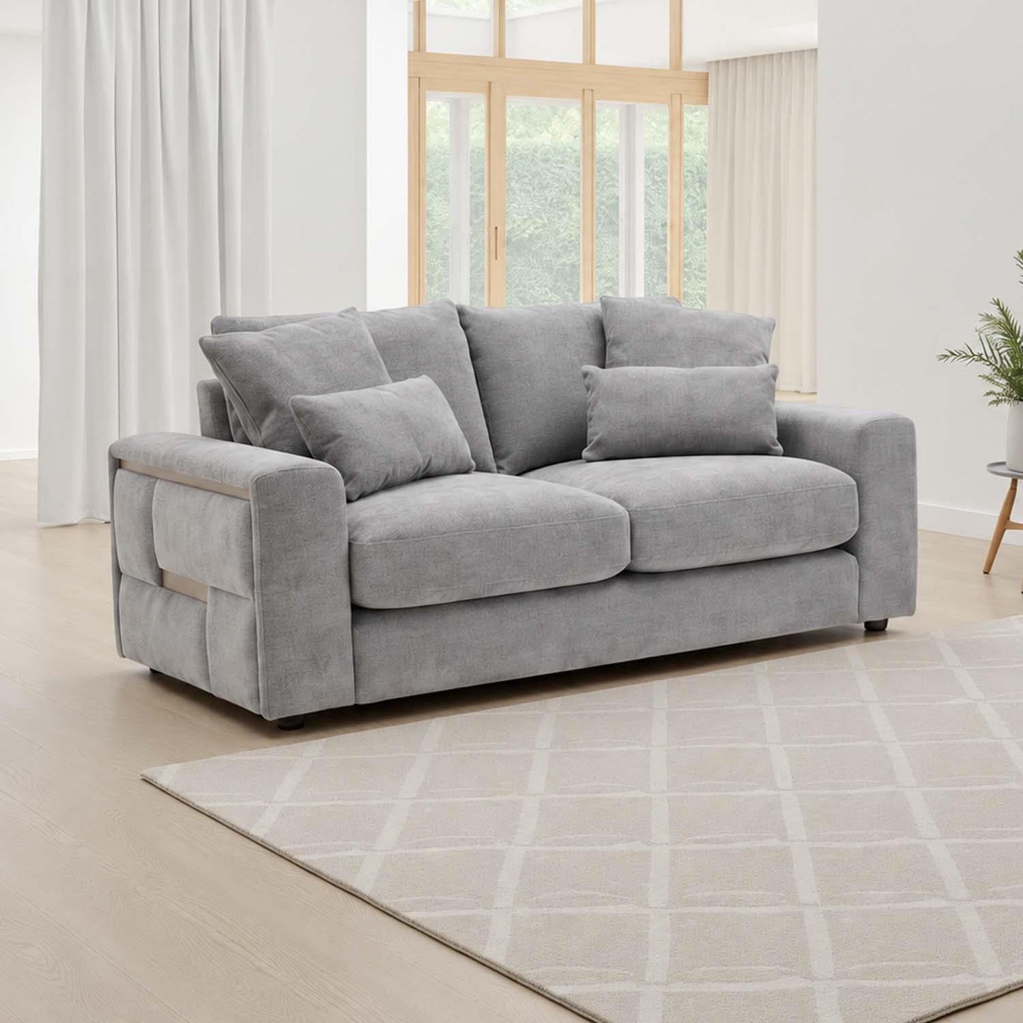 Juno 2 Seater Chenille Sofa with Removable Seat & Back Cushions