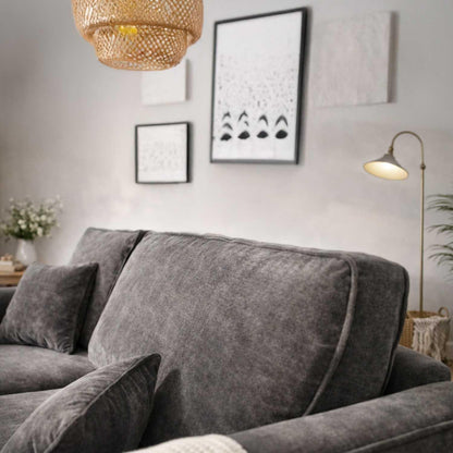 Ascot Large 3 Seater Sofa Chenille Fabric Beige or Charcoal