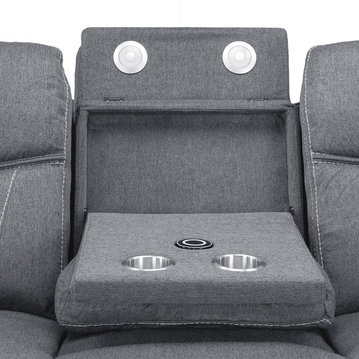 Orlando Grey Fabric 3 Seater Electric Reclining Sofa USB Cup Holder