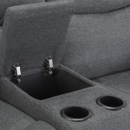 Harlow Graphite Grey Fabric 3 Piece Electric Reclining Suite 3 + 2 + 1