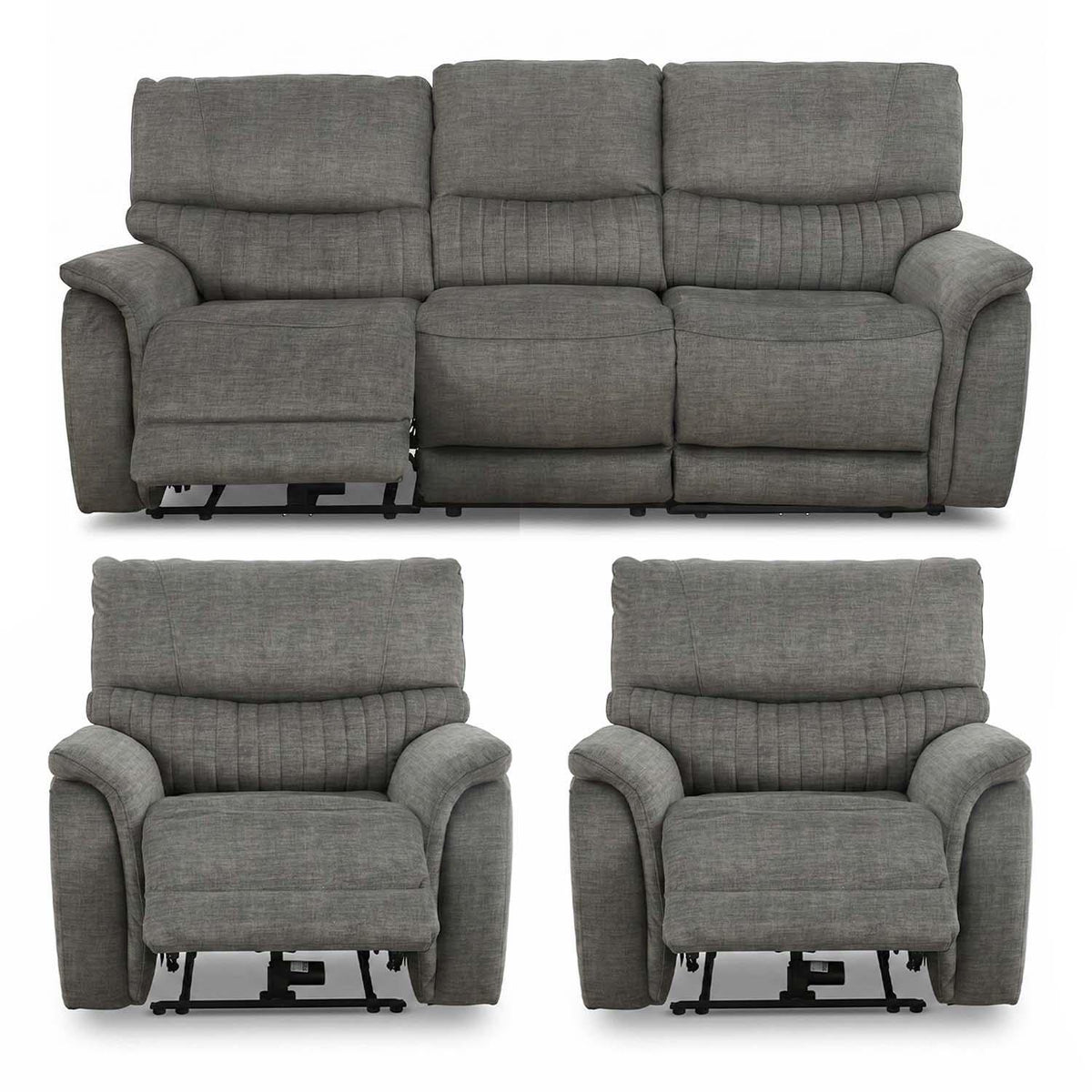 Hoxley Electric Reclining 3 Piece Sofa Suite 3 + 1 + 1 Charcoal