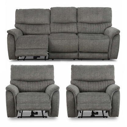 Hoxley Electric Reclining 3 Piece Sofa Suite 3 + 1 + 1 Charcoal